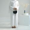 2024 Middle East & Turkey Solid Color Cotton Linen Cardigan Robe Muslim Set