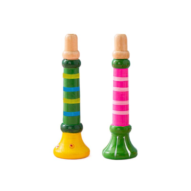 Wooden Trumpet Children Toy Horn Whistle Musical Instrument for Kids Early Educational Orff Music Instrument Sound Training Game