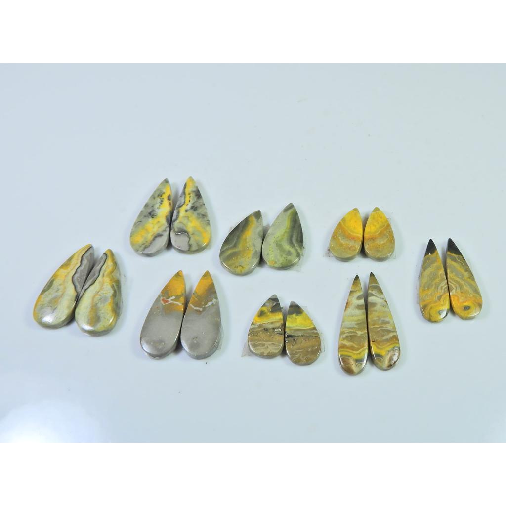 15-23 MM Natural Bumble Bee Jasper Pair Pear Cabochon Gemstone 08 Pair Lot C-762