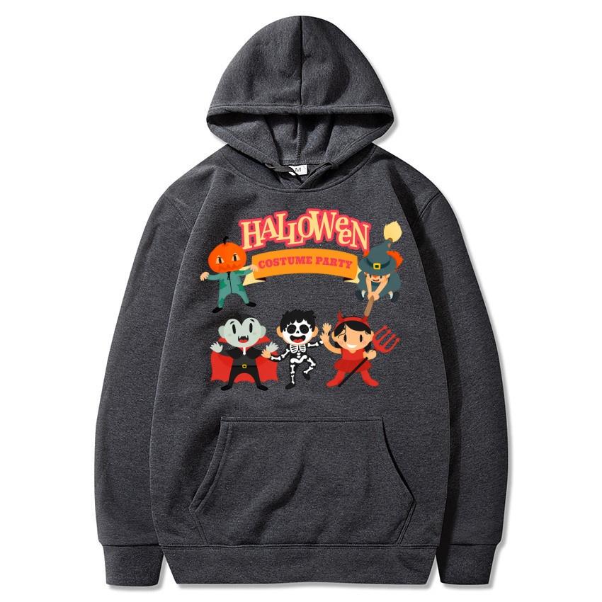 Autumn Winter Halloween Party Printed Hoodie Solid Color Animation Daily Hoodie Casual Fashion Street Warm Hoodie