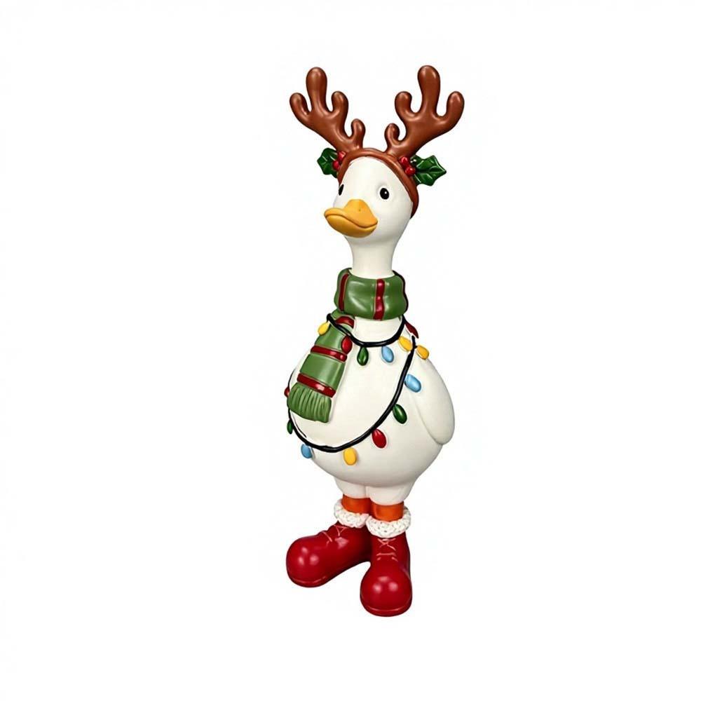 Exquisite Xmas Tabletop Ornament Durable Resin Animal Statue Christmas Duck Figurine  Office Desk