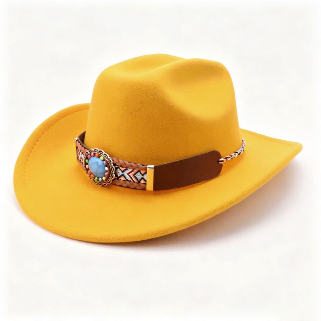 Europe and the United States hot-selling western cowboy hat national style design sense accessories cowboy hat solid color versatile word top cowboy