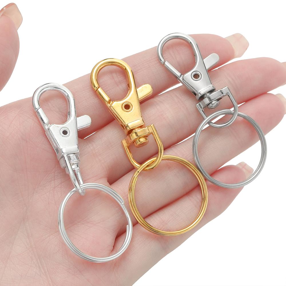 20/50Pcs Swivel Snap Hooks with Key Ring Metal Swivel Lobster Claw Clasps for DIY Keychain Bag Hang Jewelry Making Accessories