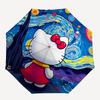 1pc Hello Kitty Starry Night Automatic Opening Folding Umbrella - Portable 3-Fold Design with Iron Frame, Perfect for Outdoor Use, Festive Gifts, Trav
