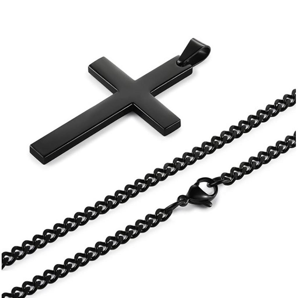 Collar de cadena con colgante de cruz de acero inoxidable para hombres y mujeres, joyería de regalo