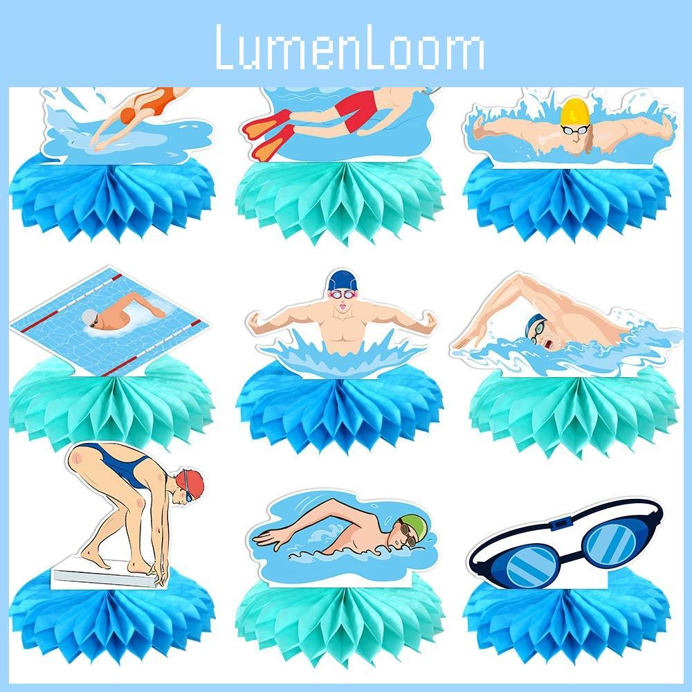 Summer Swimming Themed Honeycomb Shaped Birthday Party Desktop Decor Ornament
