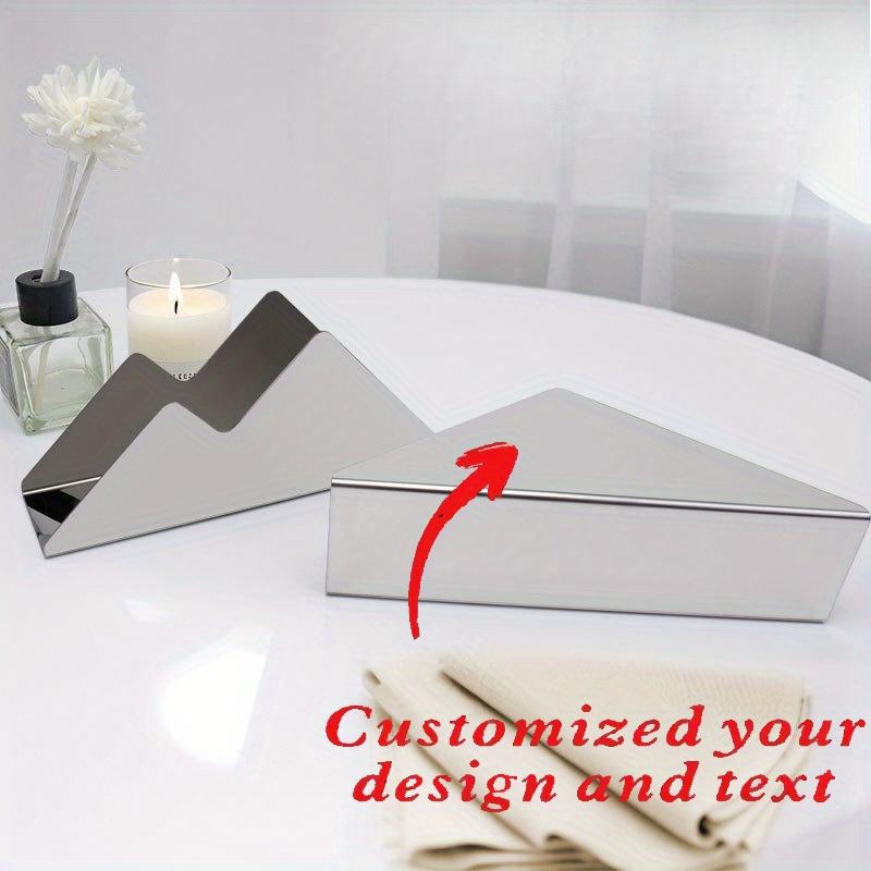 Customizable Text Stainless Steel Tissue Holder Creative Double Peak Tissue Stand Hotel Bar Restaurant Coffee Shop Napkin Rac