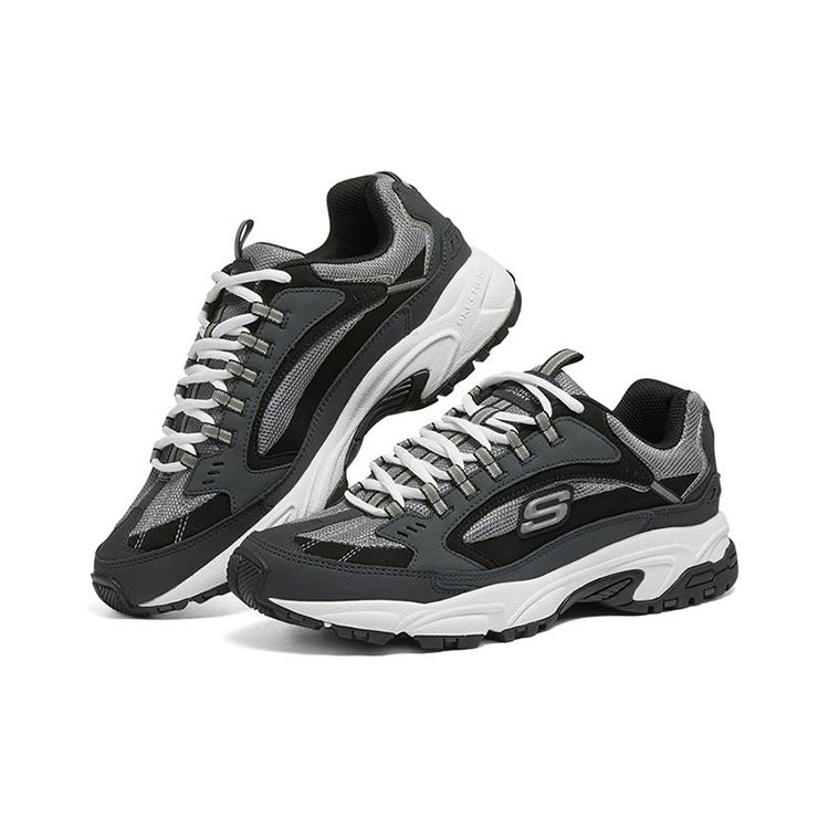 Skechers Stamina Comfortable Versatile Shock Absorbing Height Increasing Low Top Dad Shoes Men Sneakers Blue Black 50988-NVBK