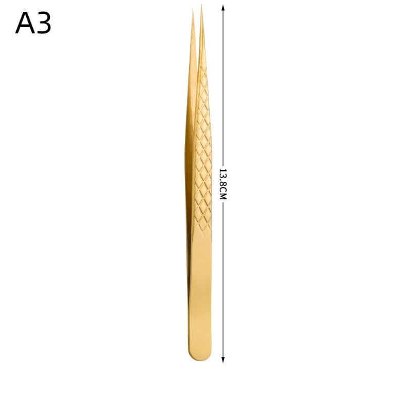 1Pcs Fiber Tip Gold Stainless Steel Lash Pickup Tool Eyelash Extension Tweezers For Volume Fans Classic Lash Isolation