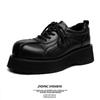 Niche Derby shoes trendy men British style commuting versatile round head leather shoes platform big head shoes 20243-A