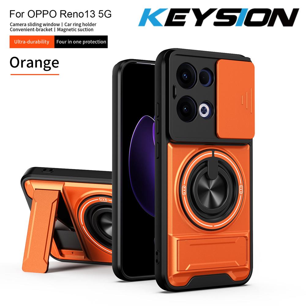 KEYSION Magnetic Phone Case for OPPO Reno13 Pro 5G Reno13 F 5G Slide Camera Protection Upright Kickstand Ring Shockproof Cover
