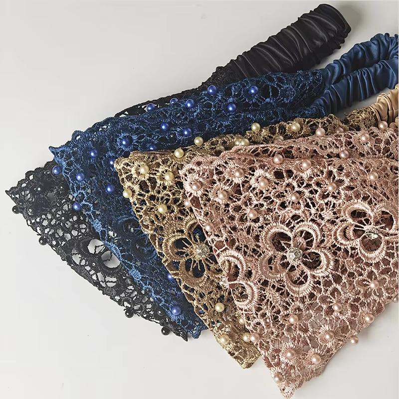 Floral Lace wide-brimmed hair band with beads for women, suitable for cute and casual vintage headbands