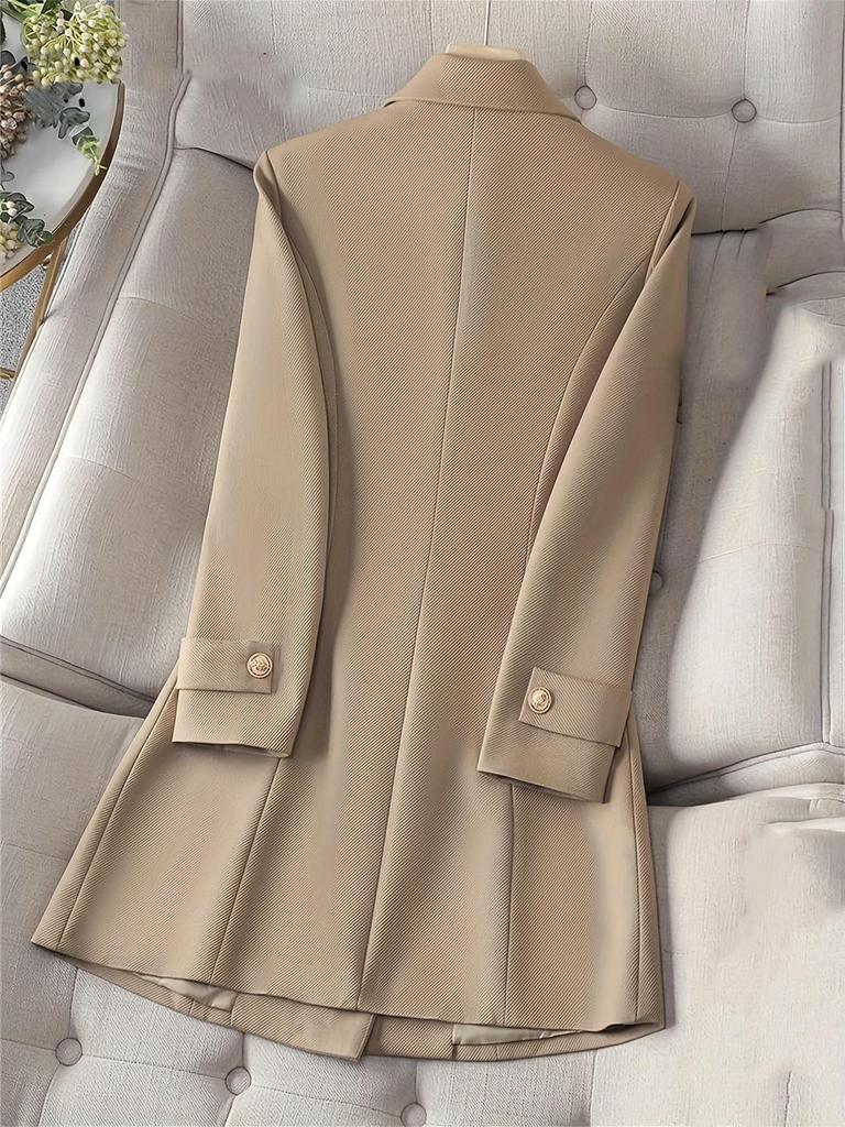European-American Autumn/Winter Double-Breasted Slim-Fit Mid-Length Outerwear