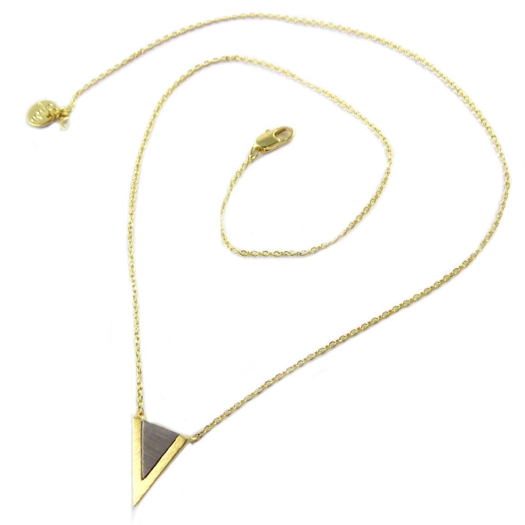 7bis [Q1504] - Handmade 'Boho' Necklace (triangle) Gold-plated Silver - 13x11 Mm