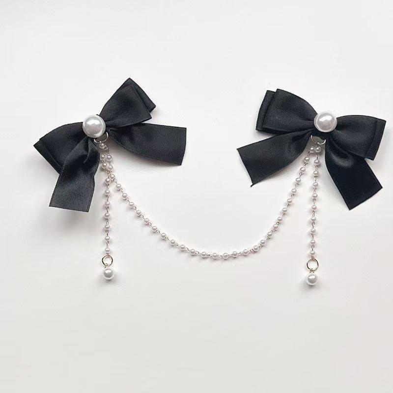 Pink Pearl Bow Fringe Clip for Little Girls – Cute Tassel Hair Accessory