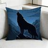 Moon Roaring Wolf-W Square Double-Sided printed Pillow Case Bedroom Bedside Pillow Sofa Cushion Cover Gift