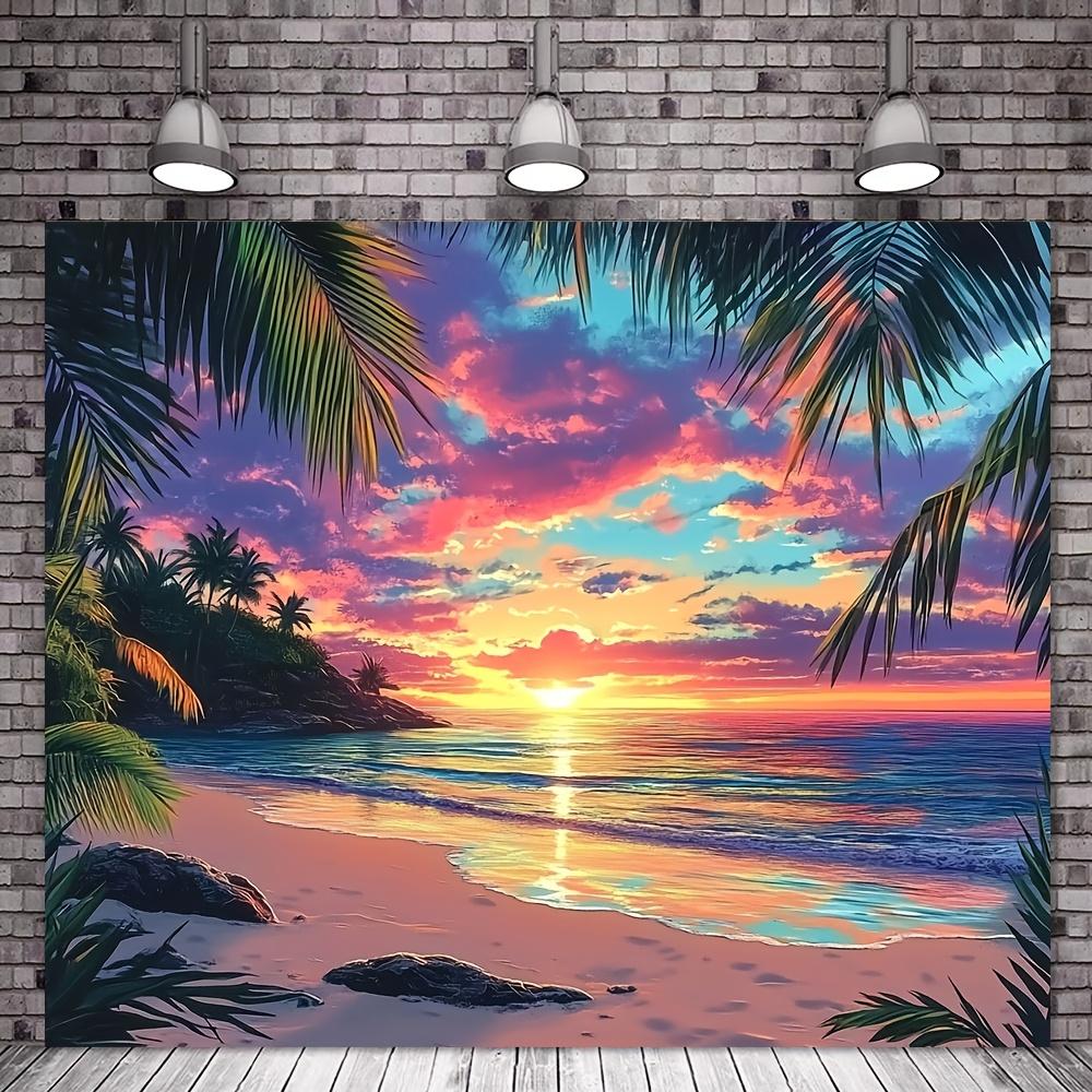 1Pcs Tropical Beach Sunset Ocean View Decoration Background Summer Backdrop Decorations For Photo Studio Photo Booth Party