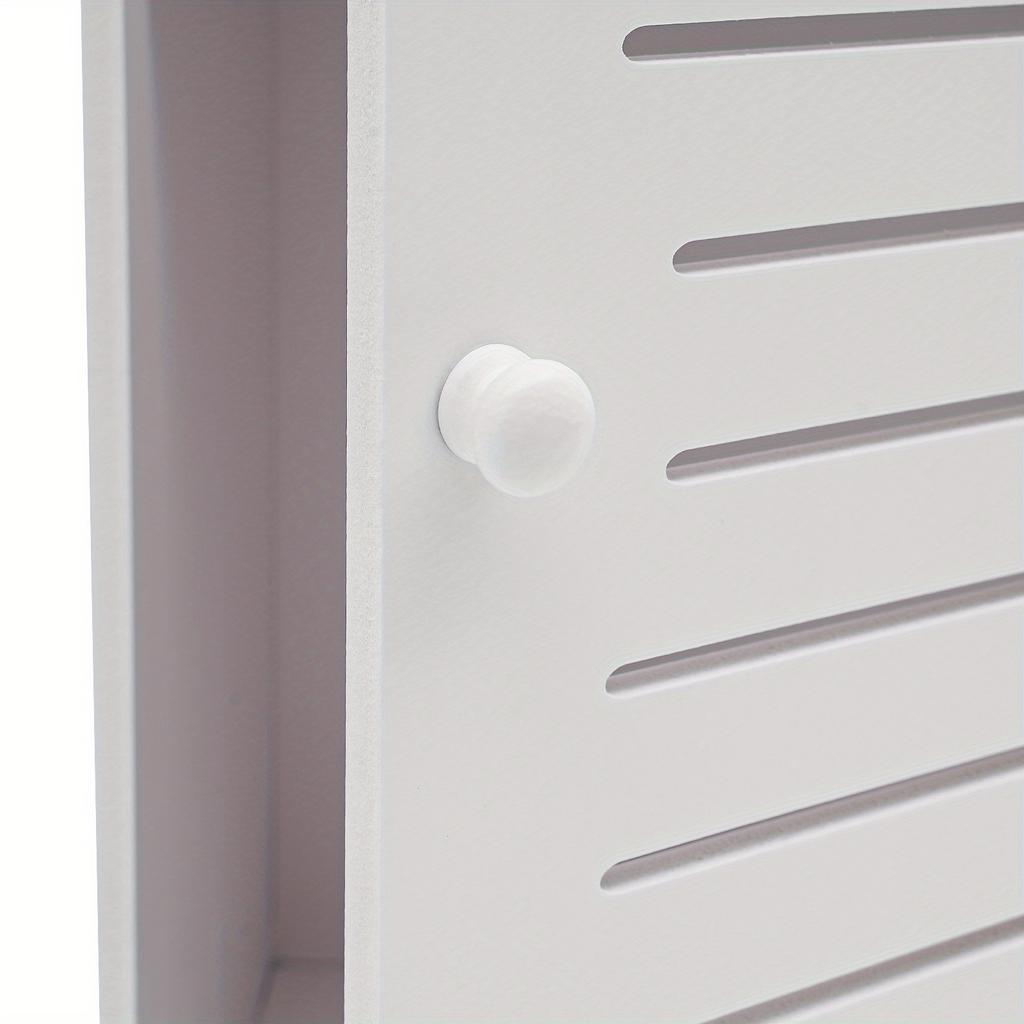 4-Tier White PVC Bathroom Storage Cabinet – Floor Standing Organizer with Ventilated Door – 35.4 Inch Tall