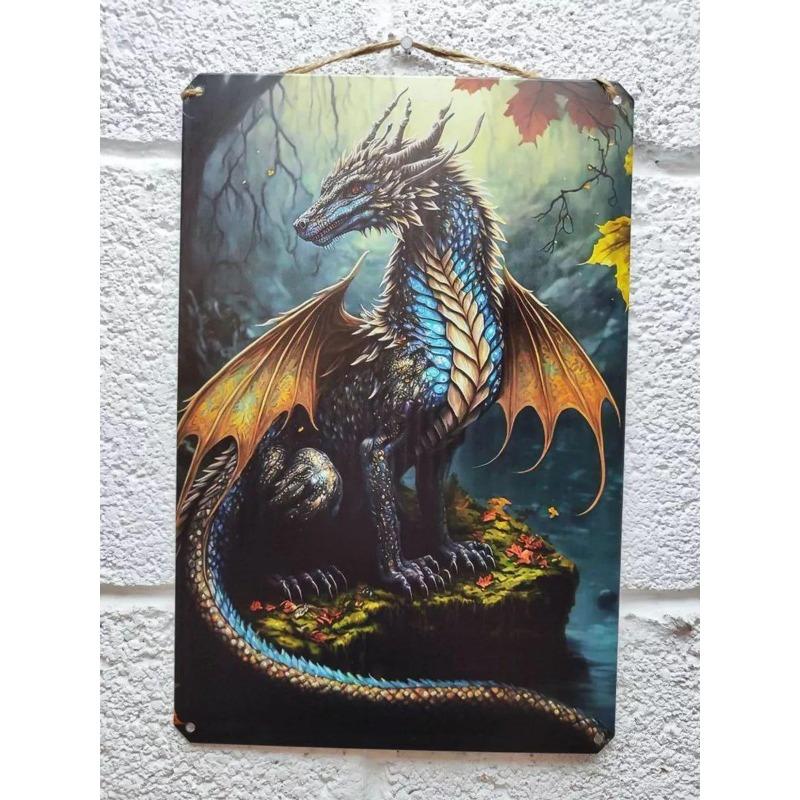 Dragon Metal Wall Art, Mythological Creature Decor Sign
