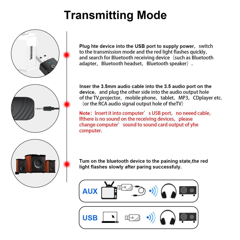Bluetooth 5.0 3-in-1 Adapter: Car, Computer, TV Audio Receiver & Transmitter.
