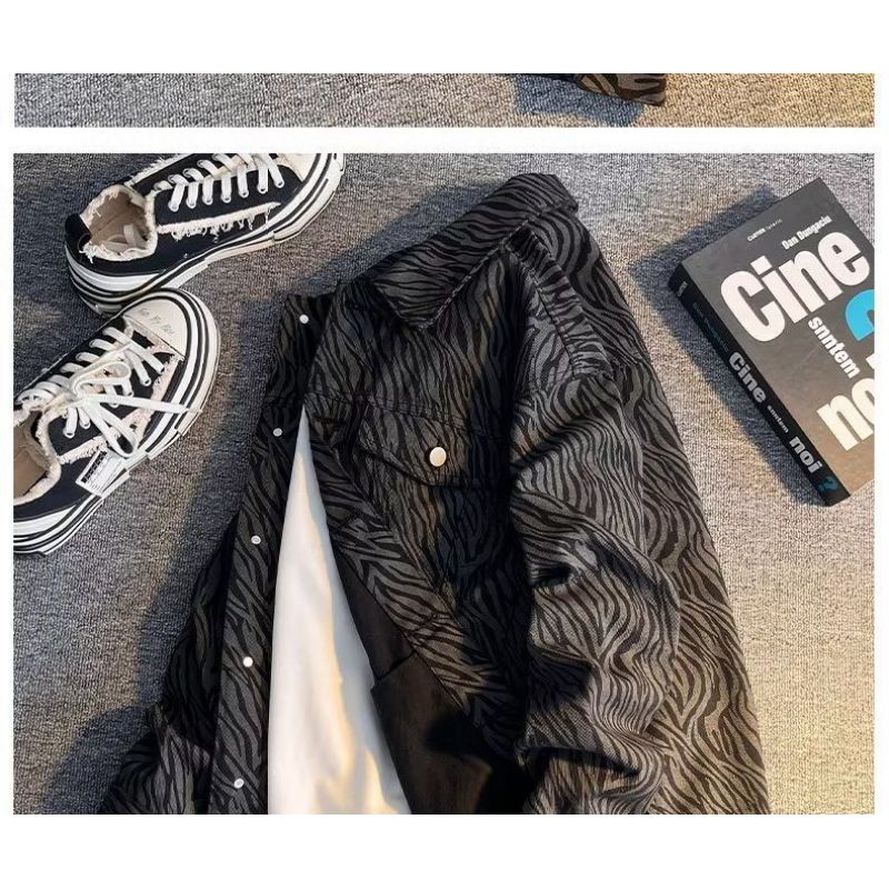 Spring And Jacket Mens Denim Autumn Ins Tide Brand Loose Ruffian Handsome Striped Top Korean Style Trendy Allmatch Casual Jacket