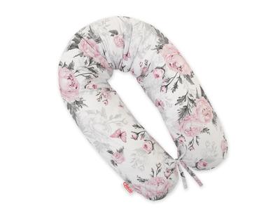 Longer Pregnancy Pillow for Pregnant Women To Sleep + Removable Cover - Romantic Peonies