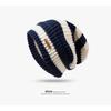Winter Striped Letters Loose Big Head Circumference Woolen Hat Warm Hat Versatile Knitted Cap Stacked Hat