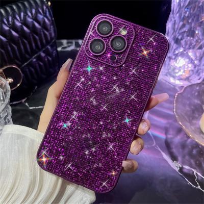 Coque de téléphone rigide de luxe à couverture complète avec strass scintillants pour iPhone 14 13 12 11 Pro Max Plus Fashion Bling Bling Cover