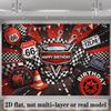2D Route 66 Racing Zielflagge Hintergrund Reifen Tacho Junge Geburtstag Foto Banner
