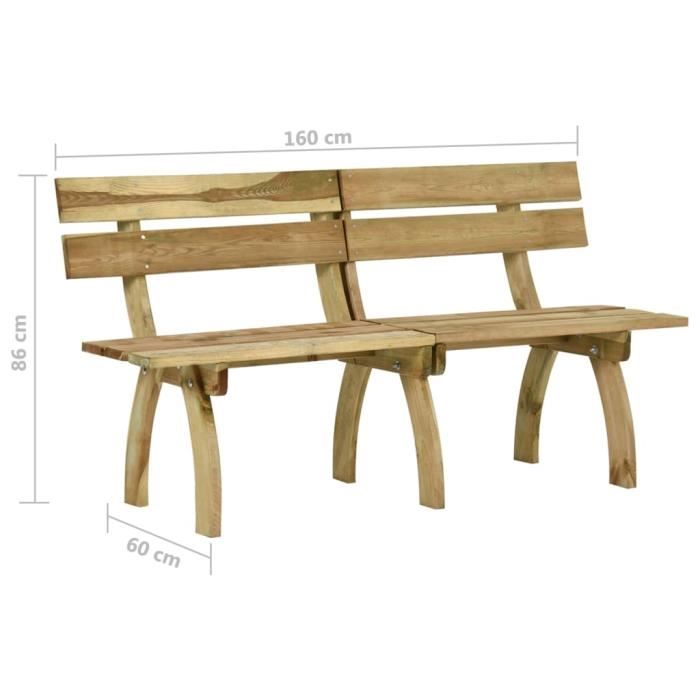 VidaXL Banc de jardin 160 cm Bois de pin imprégné
