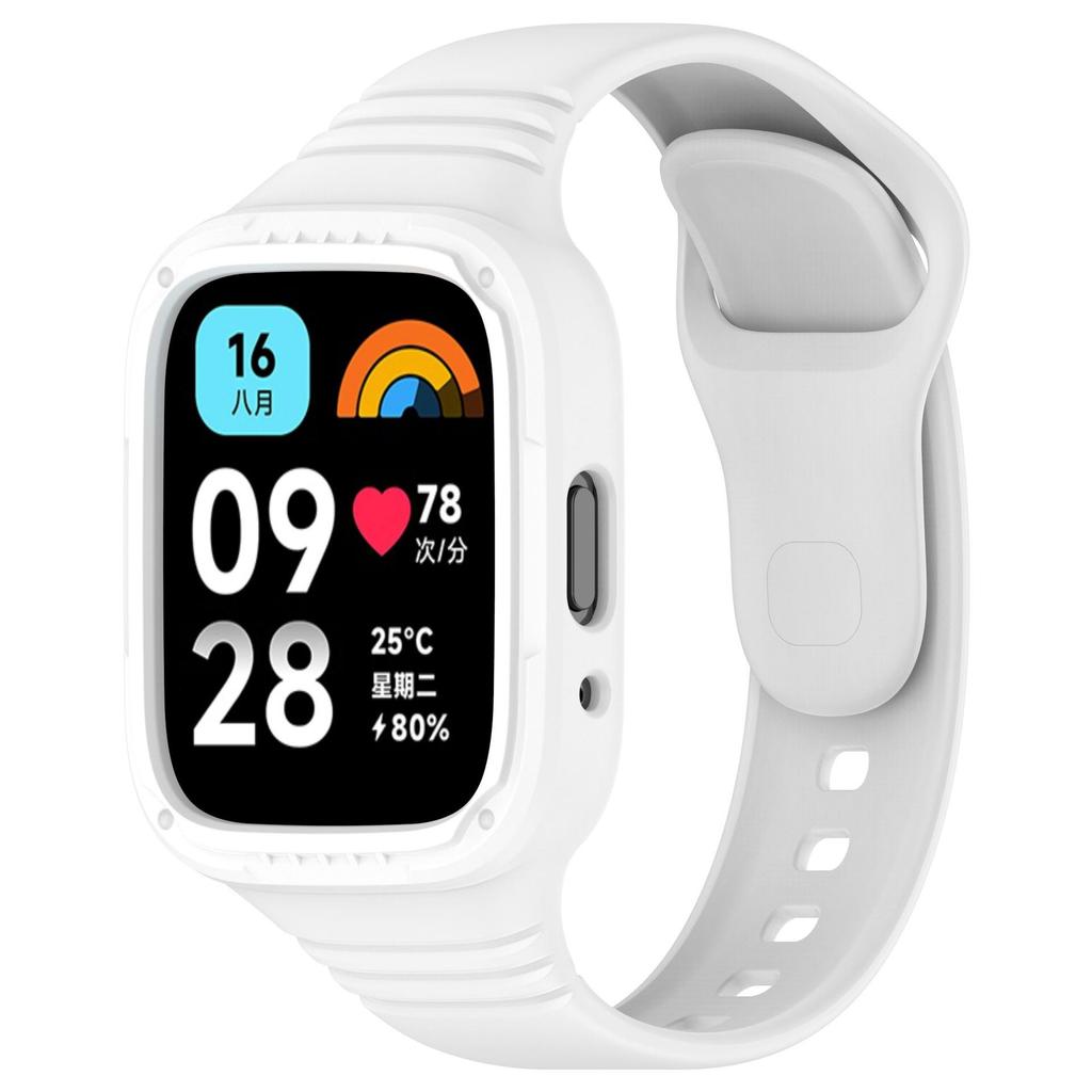 Silicone Strap with Case for Redmi Watch 3 / Redmi Watch 3 Active Strap Replacement Bracelet Protective Shell Cover