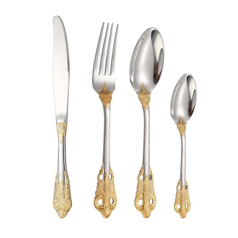 304 Stainless Steel Court Tableware Western Knife, Fork and Spoon Set Thickened High-grade Steak Knife, Fork, Spoon