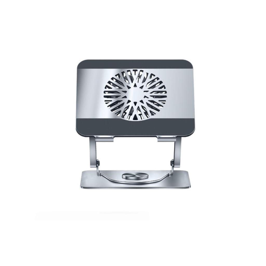Adjustable Carbon Steel Laptop & Tablet Stand with 360° Rotation and Cooling Fan
