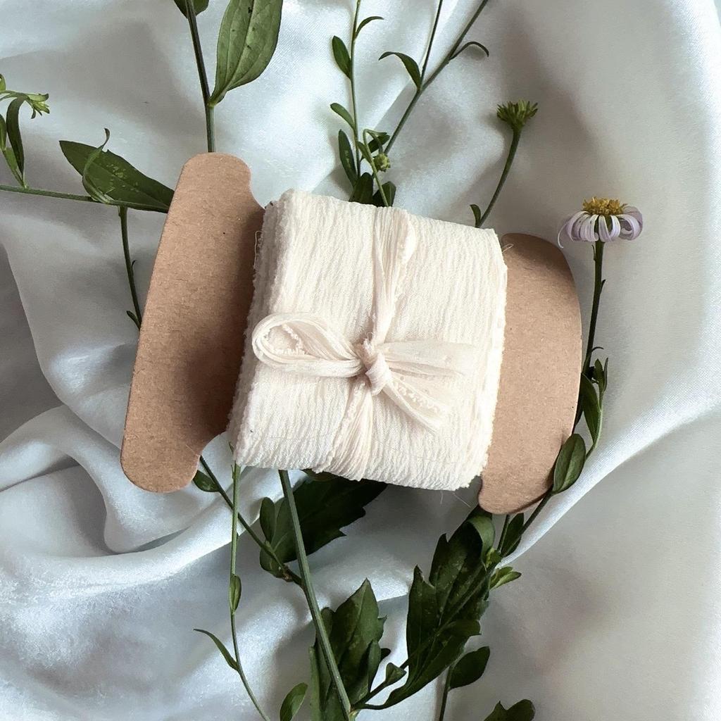 1 Roll Hand Torn Raw Edge Silk Ribbon(1Roll=4cm*5M) DIY Christmas Wedding Invitation Cards Packing Party Flower Bouquet Gift Wrapping Decor