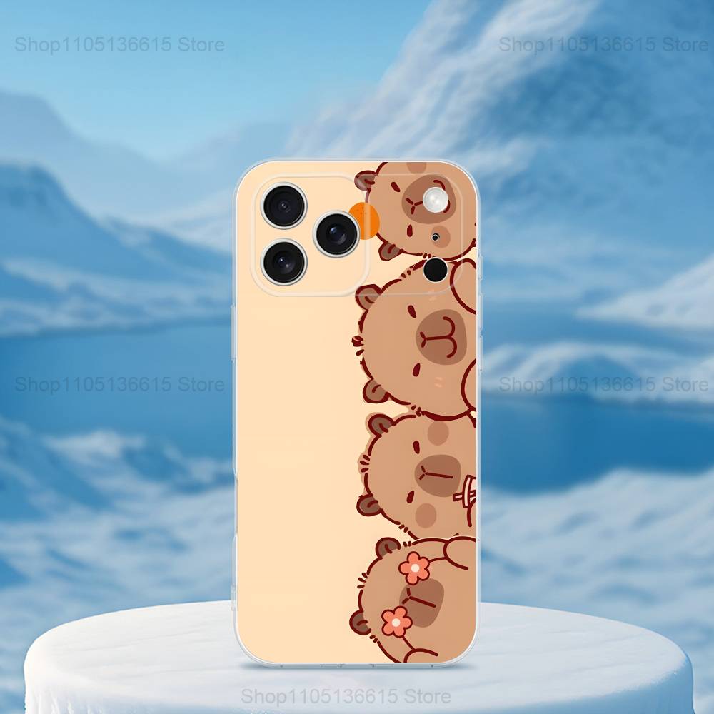 Capybara Painting Cartoon Phone Case For iPhone,14,13,XR,SE,12,15,Pro,Max,Plus,11,17,16,X,XS,Mini Transparent Soft Cover