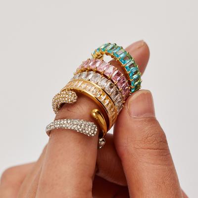 Bague tendance en acier titane et acier inoxydable avec zircon incrusté, style européen et américain, ne se démode pas, niche, vente en gros