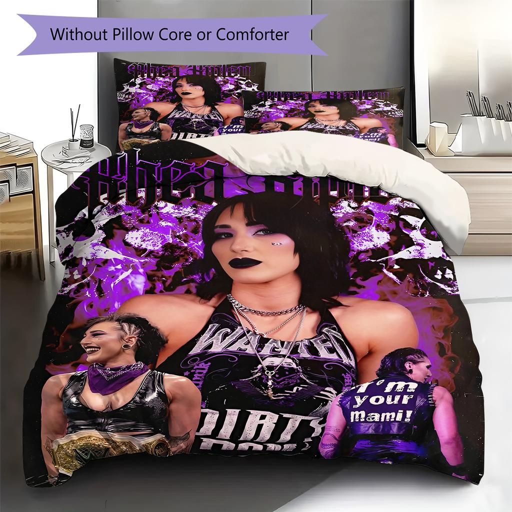 Biancheria da letto con motivo Rhea Ripley, Set piumone Copripiumone Federa Regalo di Compleanno per la Casa (1 * copripiumino + 2 * federa, senza nucleo)