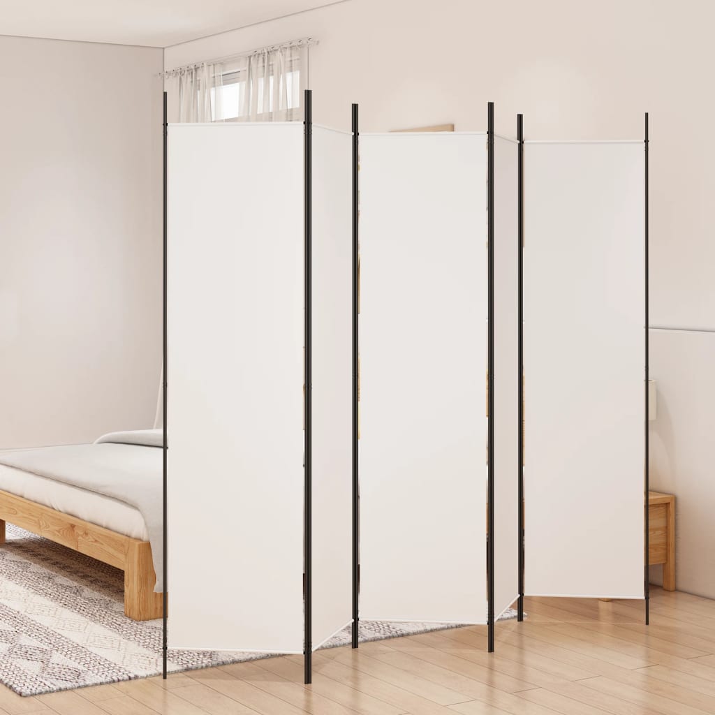 Vidaxl 5-Panel Room Divider, White, 250X200 Cm, Fabric