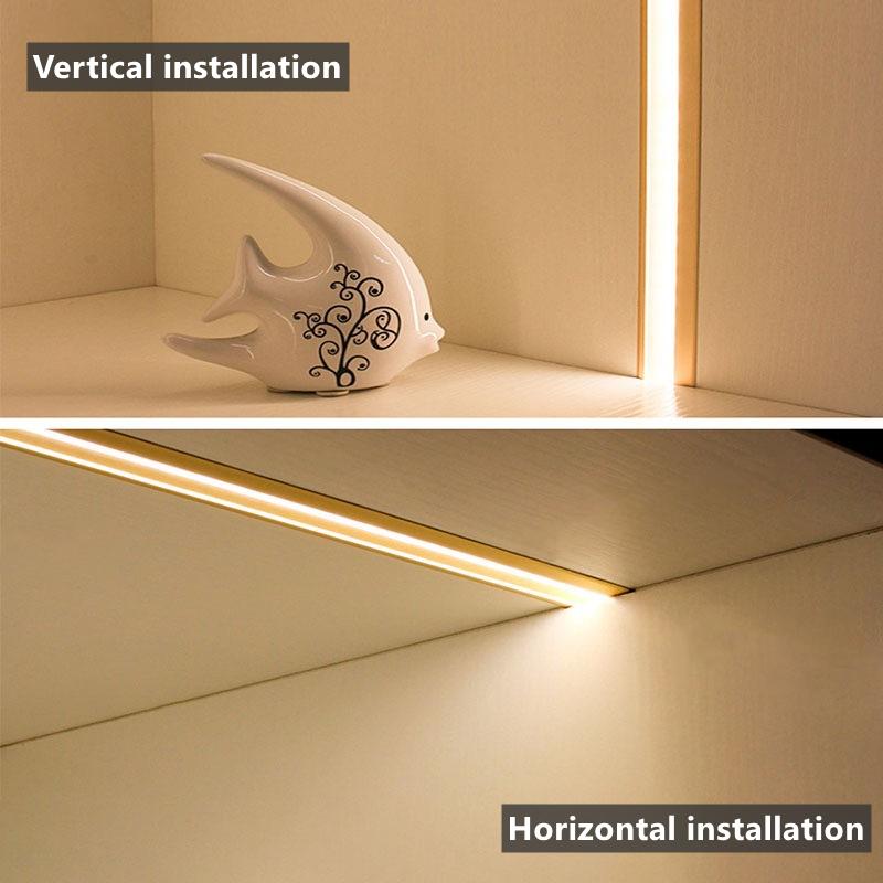 0.5m/1m 45 Degree Oblique Lighting LED Aluminum Profile Cabinet Recessed Hidden Linear Strip Light Closet Shelf Layer Bar Lamp