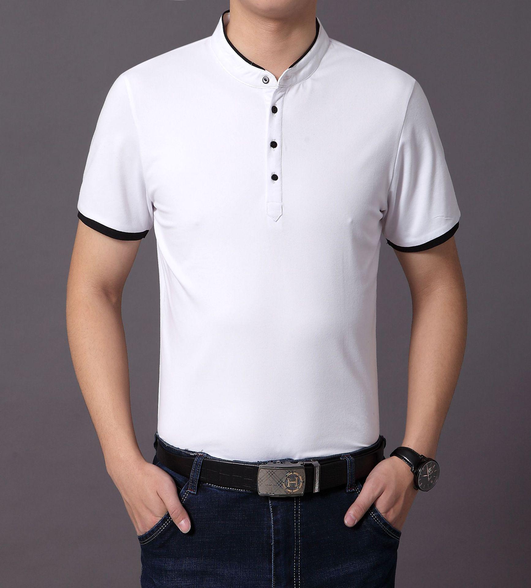 

Men s Round Neck Cotton Casual T-Shirt - Solid Color Summer 2025 XXXL белый