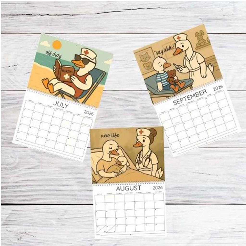 2026 Nurse GooseCalendar Creative Calendar 2026 Scheduling Tool Family Planner Organizer For Family Room Office