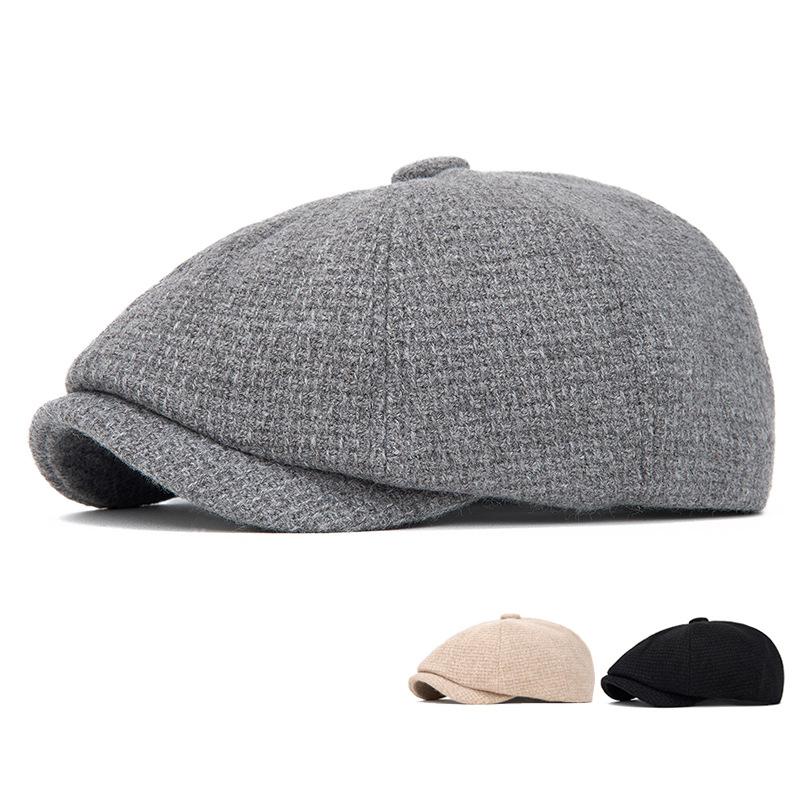 Autumn Winter Warm Beret British Newsboy Cap Retro Octagonal Cap Men's Forward Cap Painter's Cap