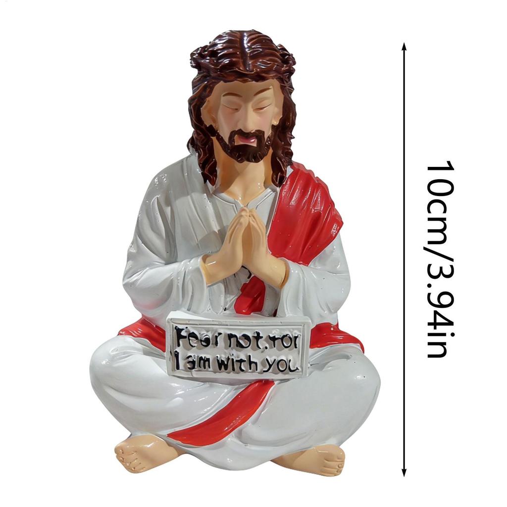 Mini Hand Painted Religious Resin Jesus Figures Fear Not , For I Am With You Jesus Resin Desk Companion Figurine For Home