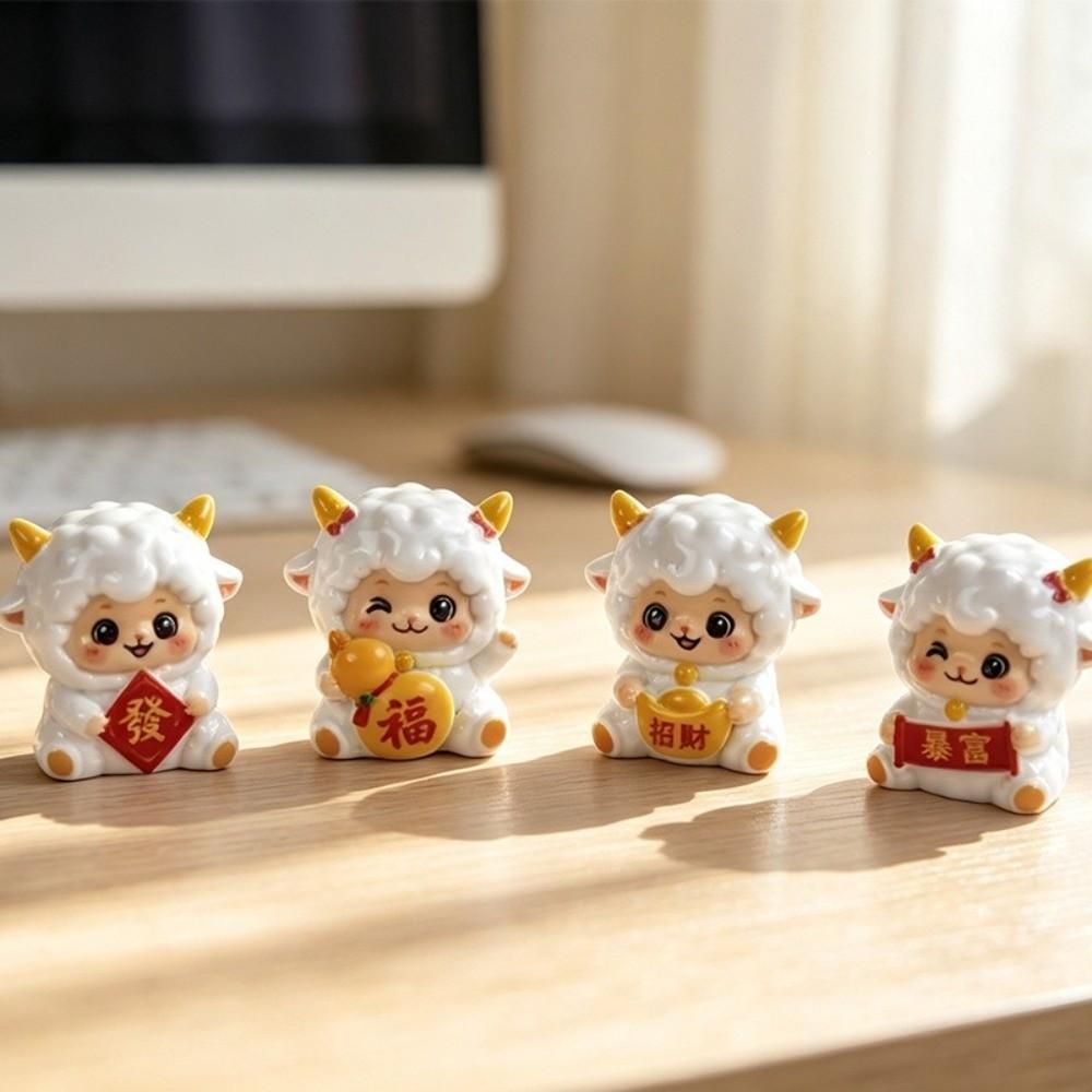 Cute Design Zodiac Figurines Lucky Theme Mascot Ornament Year of The Goat Ornament Spring Festival