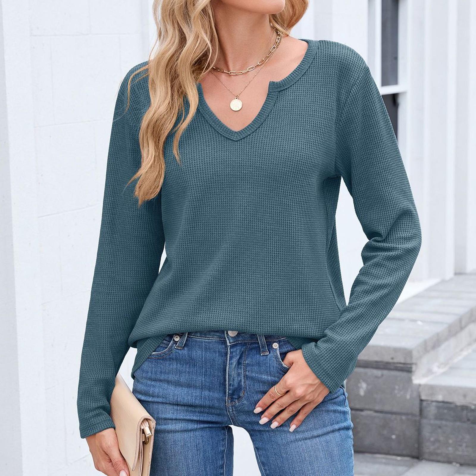 

Рубашки с длинным рукавом для женщин, футболки с принтом, блузки, повседневные базовые топы больших размеров, пуловеры M синий