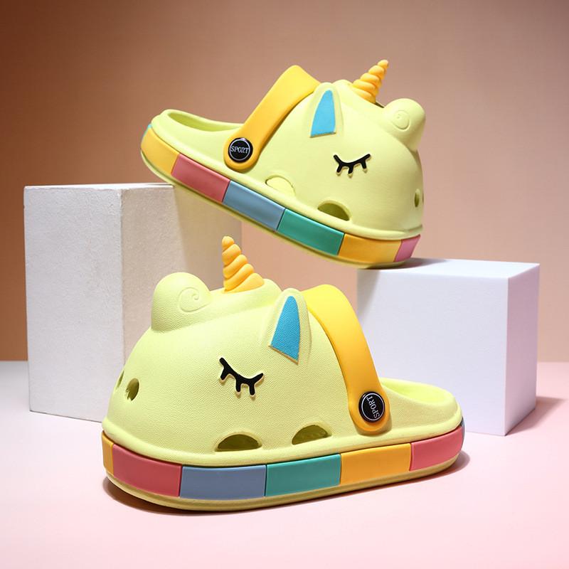 

Unicorn Summer Trendy Clogs For Kids Comfortable Nonslip Indoor And Outdoor Sandals In Bright White Pink And Green Yellow YellowGreen,36