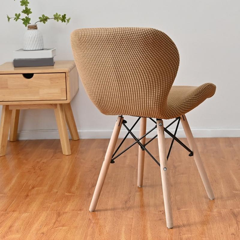 Polars Fleece Fabric Butterfly Chair Cover Stretch Solid Color Curveds Seat Cover Washable Dining Chairs Slipcover