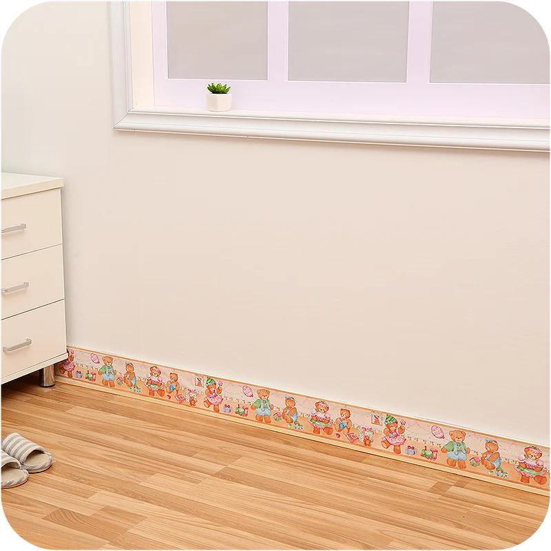 Bathroom Kitchen Waterproof Tile Bedroom Pastoral Waist Line Wall Sticker Self-Adhesive Baseboard Flower Skirt Wallpaper 10meter