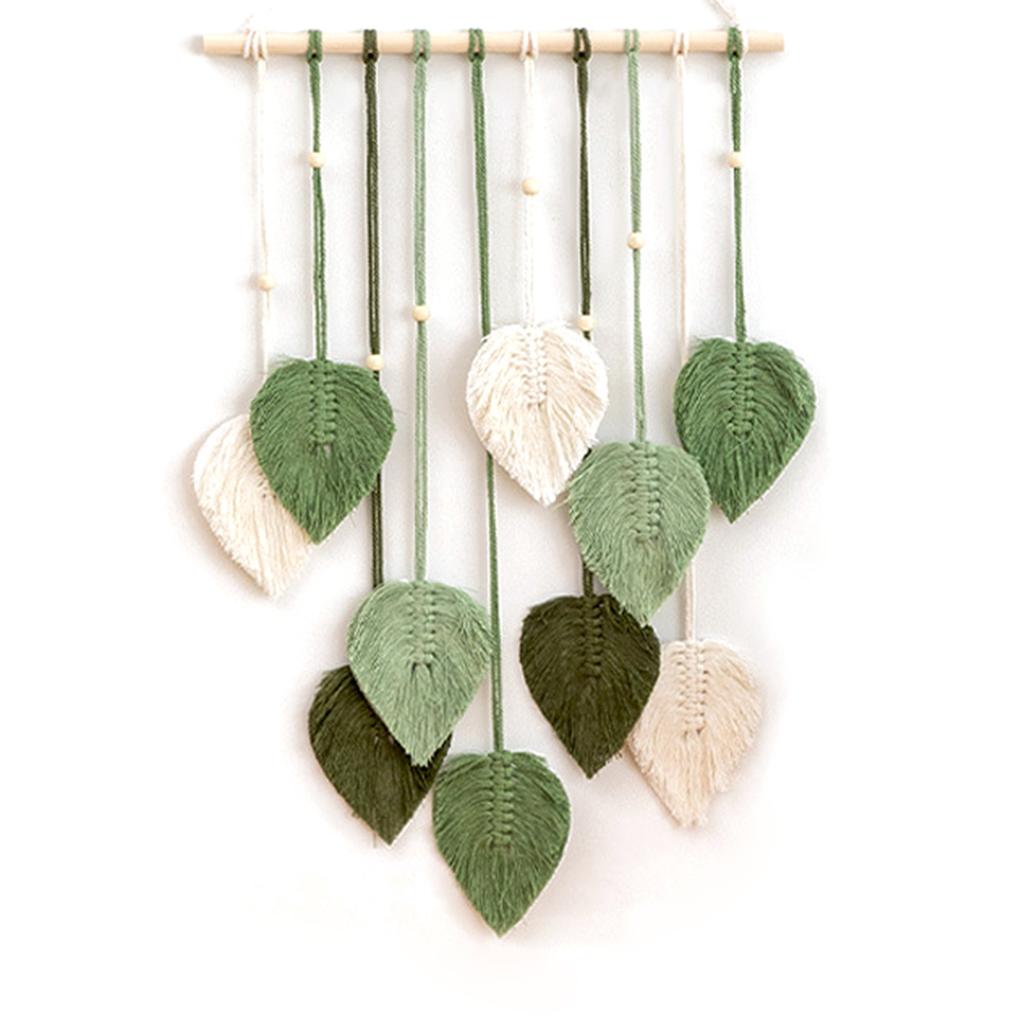 Hand Woven Leaf Macrame Tapestry Boho Decor Hanging Pendant Crafts Wall Hanging Home Decoration For Bedroom Living Room
