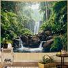 Nature Mountain Forest Tapestry Sage Green Tree Stream Wall Tapestry for Bedroom Aesthetic Lush Woodland Landscape Small